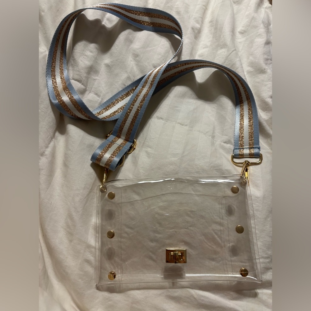 Clear Crossbody Bag with Gold Accents